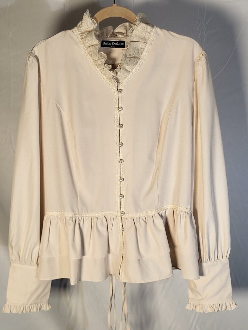 Scarlett Darkness - Victorian lace ruffle long sleeve blouse - 2XL